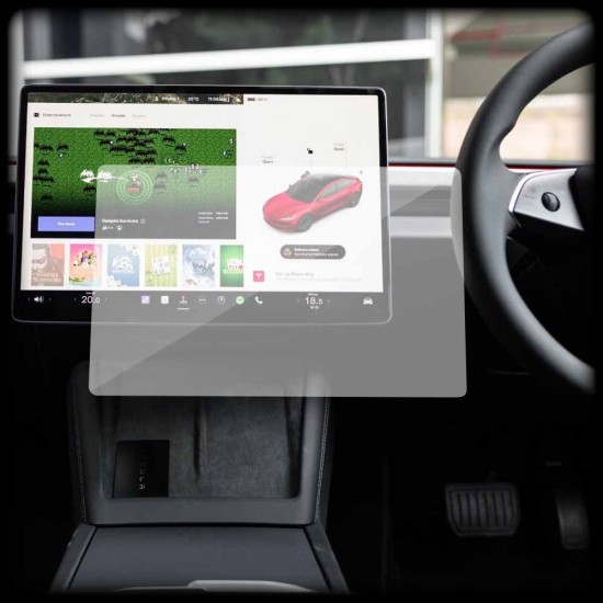 Set 3 folii SILKASE pentru Tesla Model 3, navigatie/ceasuri/navigatiie spate, protectie din silicon regenerabil (Model 3, V0134) by www.silkase.ro