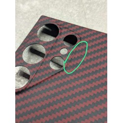 Husa fibra de carbon SILKASE pentru Samsung Galaxy S24 Ultra, aramid kevlar, protectie camera, rosu (RESIGILAT,LOVIT)