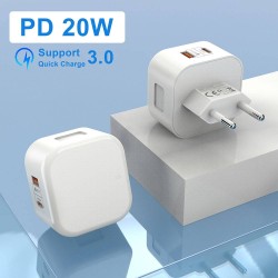 Incarcator dual Silkase, USB-C/USB-A fast charging 3.0 5V/20W