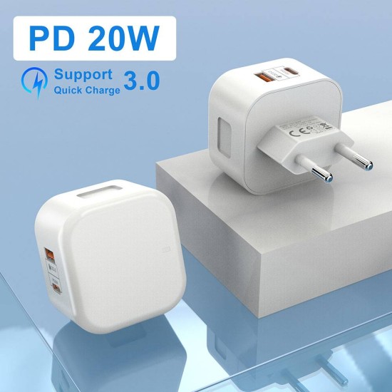 Incarcator dual Silkase, USB-C/USB-A fast charging 3.0 5V/20W (Incarcatoare, L0033) by www.silkase.ro