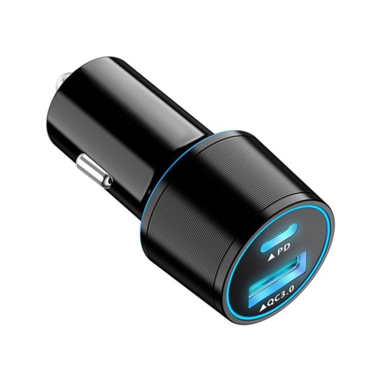 Incarcator dual auto QC Silkase, 1 x USB-A , 1 x PD, negru (Incarcatoare Auto, L0035) by www.silkase.ro