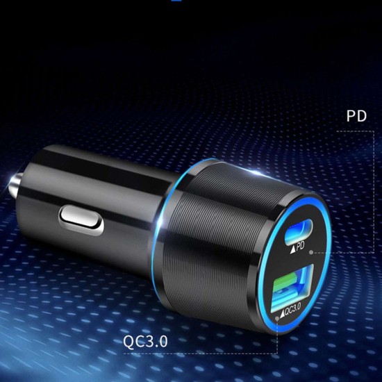 Incarcator dual auto QC Silkase, 1 x USB-A , 1 x PD, negru (Incarcatoare Auto, L0035) by www.silkase.ro