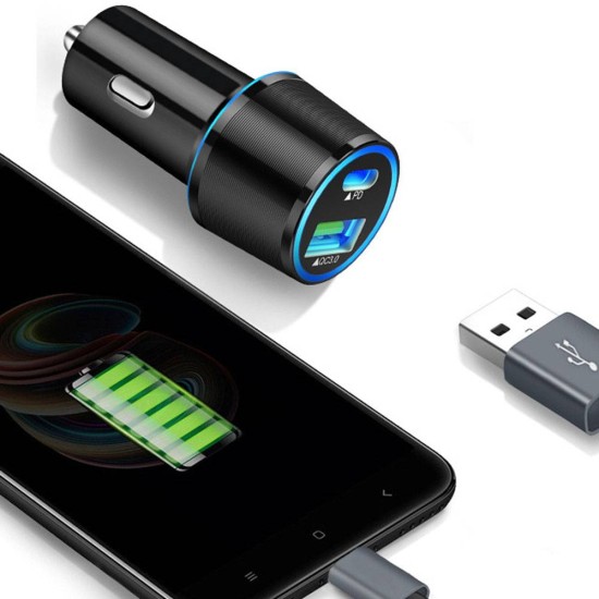 Incarcator dual auto QC Silkase, 1 x USB-A , 1 x PD, negru (Incarcatoare Auto, L0035) by www.silkase.ro