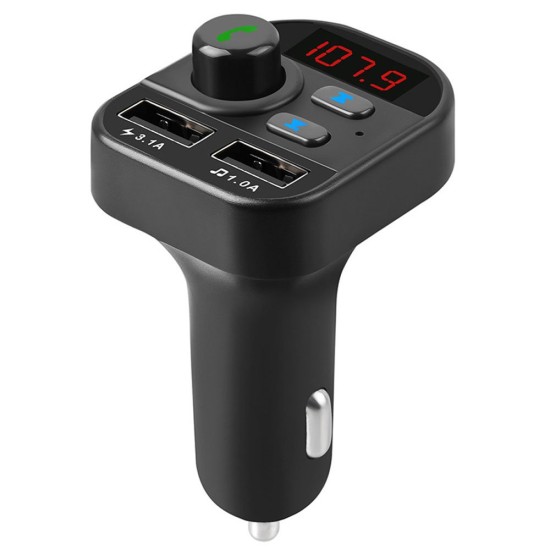 Incarcator dual auto QC Silkase, 2 x USB-A , transmiter FM, kit blutooth, negru (Incarcatoare Auto, L0040) by www.silkase.ro