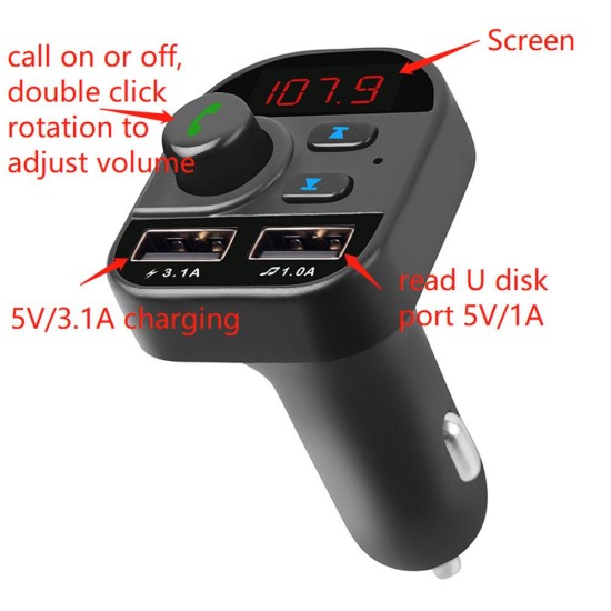 Incarcator dual auto QC Silkase, 2 x USB-A , transmiter FM, kit blutooth, negru (Incarcatoare Auto, L0040) by www.silkase.ro