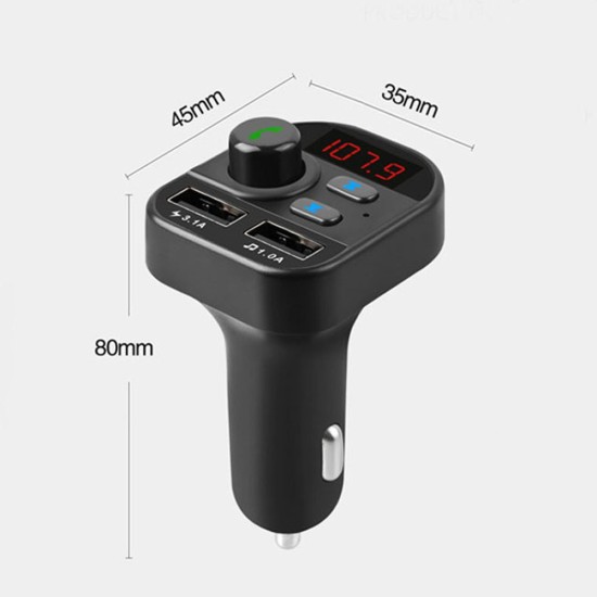 Incarcator dual auto QC Silkase, 2 x USB-A , transmiter FM, kit blutooth, negru (Incarcatoare Auto, L0040) by www.silkase.ro
