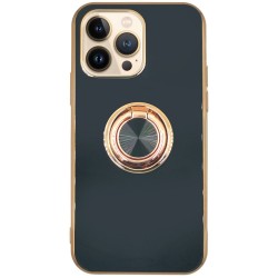 Husa SILKASE pentru iPhone 13 Pro, silicon negru/auriu