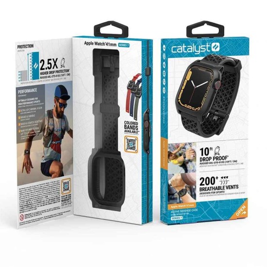 Husa Catalyst Active Defense Apple Watch 7 41mm, negru (Catalyst, Ingredi) by www.silkase.ro CATALYST Husă Active Defense Apple Watch 42/41/40/38mm (Seria 11/SE), Negru (Ingredi, CAT41DROP7BLK) by www.silkase.ro