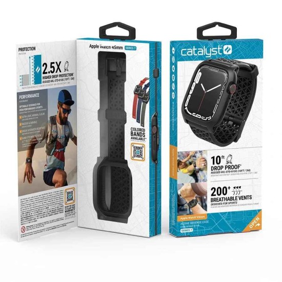 CATALYST Husă Active Defense Apple Watch 49/46/45/44mm (Ultra 3-1/Seria 11/SE), Negru (Ingredi, CAT45DROP7BLK) by www.silkase.ro