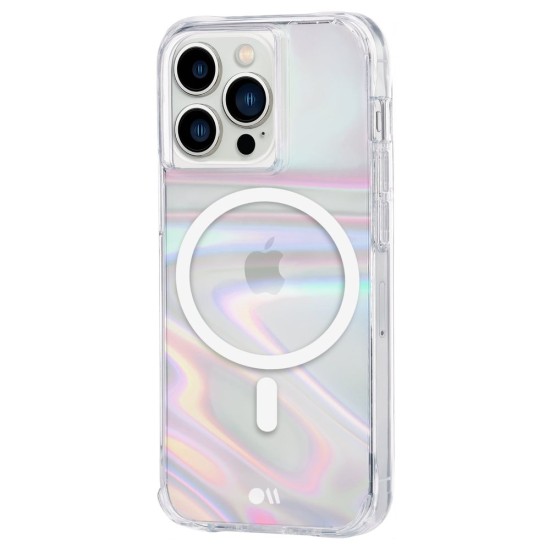 Husa Case Mate MagSafe Soap Bubble, iridescent Apple iPhone 13 Pro, transparent/curcubeic (Case Mate, iPhone 13 Pro) by www.silkase.ro Husa Case Mate MagSafe Soap Bubble, iridescent Apple iPhone 13 Pro, transparent/curcubeic (iPhone 13 Pro, CM046638) by www.silkase.ro