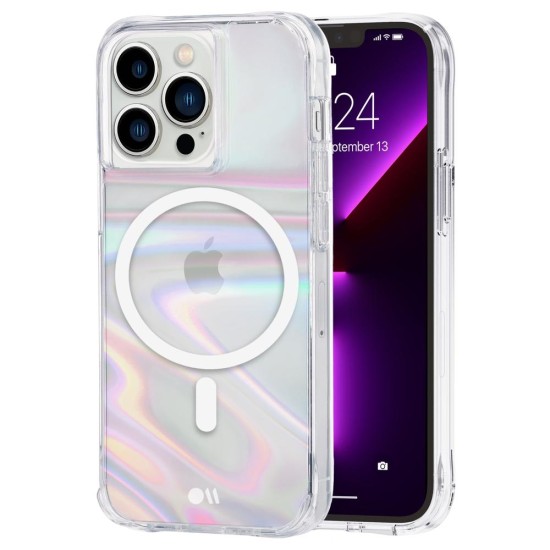 Husa Case Mate MagSafe Soap Bubble, iridescent Apple iPhone 13 Pro, transparent/curcubeic (Case Mate, iPhone 13 Pro) by www.silkase.ro Husa Case Mate MagSafe Soap Bubble, iridescent Apple iPhone 13 Pro, transparent/curcubeic (iPhone 13 Pro, CM046638) by www.silkase.ro