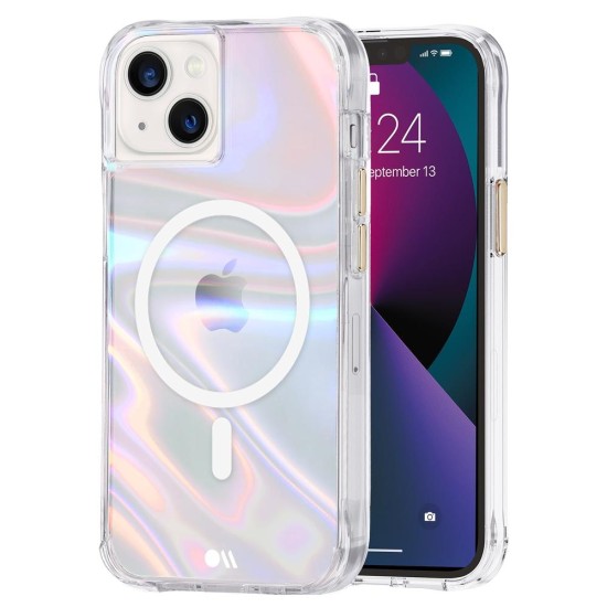 Husa Case Mate MagSafe Soap Bubble, iridescent Apple iPhone 13, transparent/curcubeic (Case Mate, iPhone 13) by www.silkase.ro Husa Case Mate MagSafe Soap Bubble, iridescent Apple iPhone 13, transparent/curcubeic (iPhone 13, CM046726) by www.silkase.ro
