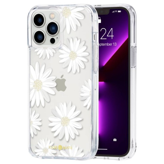 Husa Case Mate Tough Print glitter daisies Apple iPhone 13 Pro Max, transparent (iPhone 13 Pro Max, CM047444) by www.silkase.ro