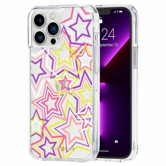 Husa Case Mate Tough Print neon stars Apple iPhone 13 Pro Max, transparent (iPhone 13 Pro Max, CM047456) by www.silkase.ro