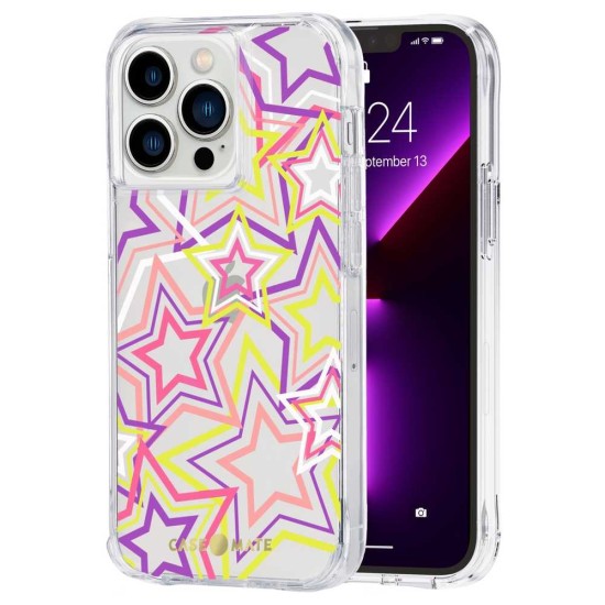 Husa Case Mate Tough Print neon stars Apple iPhone 13 Pro, transparent (iPhone 13 Pro, CM047482) by www.silkase.ro