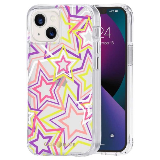 Husa Case Mate Tough Print neon stars Apple iPhone 13 Mini, transparent (iPhone 13 Mini, CM047534) by www.silkase.ro