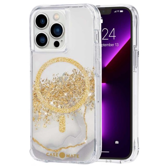 Husa Case Mate MagSafe Karat Marble Apple iPhone 13 Pro, transparent/auriu (Case Mate, iPhone 13 Pro) by www.silkase.ro Husa Case Mate MagSafe Karat Marble Apple iPhone 13 Pro, transparent/auriu (iPhone 13 Pro, CM047772) by www.silkase.ro