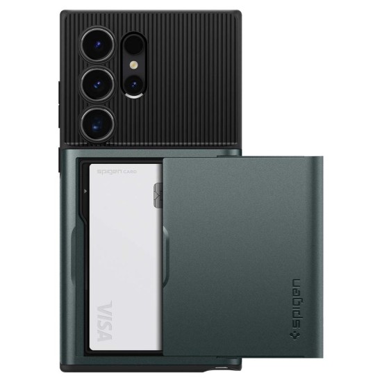 Husa Spigen Slim Armor CS pentru Samsung Galaxy S24 Ultra, culoare verde abyss (Telefoane Samsung, ACS07307) by www.silkase.ro