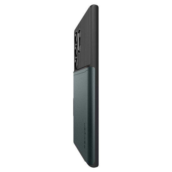 Husa Spigen Slim Armor CS pentru Samsung Galaxy S24 Ultra, culoare verde abyss (Telefoane Samsung, ACS07307) by www.silkase.ro