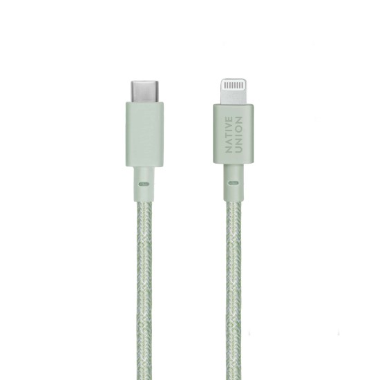 Cablu pentru incarcare si transfer de date Native Union Belt USB Type-C / Lightning 1.2m sage (Native Union, Cabluri) by www.silkase.ro Cablu pentru incarcare si transfer de date Native Union Belt USB Type-C / Lightning 1.2m sage (iPhone 5/5S/SE, BELT-CL-GRN-2-NP) by www.silkase.ro