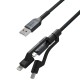 Cablu pentru incarcare si transfer de date 3 in 1 NOMAD Kevlar USB Type-C/Lightning/Micro-USB 1.5m Negru (iPhone 17 Pro Max, NM01012B00) by www.silkase.ro