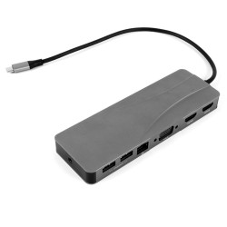 Dock USB Type-C, SILKASE, dublu HDMI, VGA 4k, ethernet, microSD, SD, USB 3.0, USB-C
