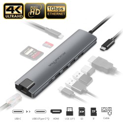 Dock USB Type-C, SILKASE, HDMI, 4k, ethernet, microSD, SD, USB-C