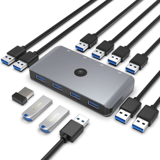 Hub switch SILKASE 4 porturi partajare 4 dispozitive, USB 3.0, metalic gri (SILKASE, Switch KVM) by www.silkase.ro Hub switch SILKASE 4 porturi partajare 4 dispozitive, USB 3.0, metalic gri (Switch KVM, L0022) by www.silkase.ro