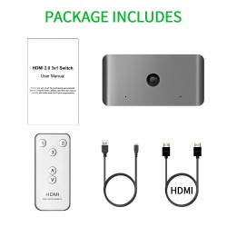 Switch KVM 3 in 1 SILKASE, splitter 4K video HDMI, metalic gri