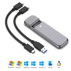 Cititor SSD M.2 PCIe NVMe SILKASE, interfata USB Type C/USB 3.1, aluminiu gri