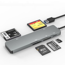 Cititor carduri USB 3.0 Silkase, 5 in 1, CF card, CFast card, SD4.0 card, MS card, TF4.0 card, aluminiu