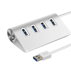 Extensie SILKASE USB 3.0 in 4 porturi USB 3.0, 5 Gbps, metalic argintiu