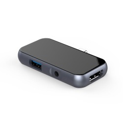 Hub SILKASE USB 3.0 Type-C, 4 multi-ports, USB Type-C 3.0/HDMI 4K/USB Type-A 3.0/3.5mm audio, metalic
