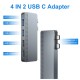 Dublu Hub SILKASE USB 3.0 Type-C pentru Macbook, 2x USB-A 3.0/2x USB-A 2.0, gri metalic (Hub uri, L0055) by www.silkase.ro