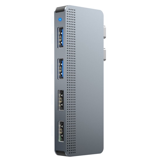 Dublu Hub SILKASE USB 3.0 Type-C pentru Macbook, 2x USB-A 3.0/2x USB-A 2.0, gri metalic (Hub uri, L0055) by www.silkase.ro
