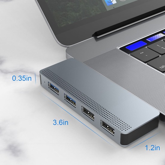 Dublu Hub SILKASE USB 3.0 Type-C pentru Macbook, 2x USB-A 3.0/2x USB-A 2.0, gri metalic (Hub uri, L0055) by www.silkase.ro