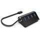 Switch USB Silkase type C 3.1 in 4 porturi USB 3.1, 10 Gbps, metalic negru (Hub uri, L0063) by www.silkase.ro