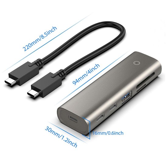 Hub Gen 2 SILKASE USB 3.1 Type-C, 5 multi-port, 2x USB-C 3.1/USB-A 3.1/SD card 3.0/TF card 3.0, gri metalic (SILKASE, Hub uri) by www.silkase.ro Hub Gen 2 SILKASE USB 3.1 Type-C, 5 multi-port, 2x USB-C 3.1/USB-A 3.1/SD card 3.0/TF card 3.0, gri metalic (Hub uri, L0064) by www.silkase.ro