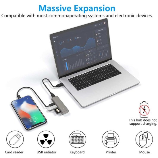 Hub Gen 2 SILKASE USB 3.1 Type-C, 5 multi-port, 2x USB-C 3.1/USB-A 3.1/SD card 3.0/TF card 3.0, gri metalic (SILKASE, Hub uri) by www.silkase.ro Hub Gen 2 SILKASE USB 3.1 Type-C, 5 multi-port, 2x USB-C 3.1/USB-A 3.1/SD card 3.0/TF card 3.0, gri metalic (Hub uri, L0064) by www.silkase.ro