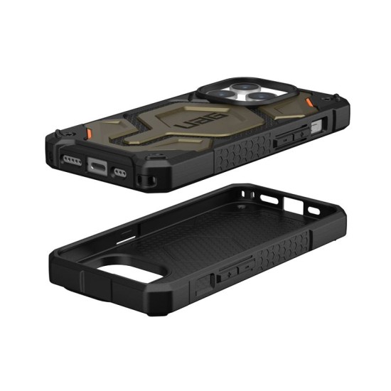 Husa UAG Monarch Pro MagSafe pentru Apple iPhone 15 Pro Max, kevlar, elemente verzi (iPhone 15 Pro Max, 11422211397B) by www.silkase.ro