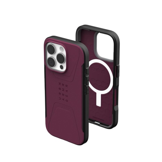 Carcasa UAG Civilian MagSafe pentru Apple iPhone 16 Pro, bordeaux (iPhone 16 Pro, 114444119049) by www.silkase.ro