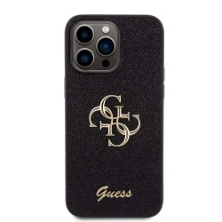 Husă Guess PU Fixed Glitter 4G Metal Logo pentru iPhone 15 Pro Max, Black