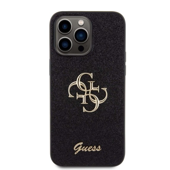 Husă Guess PU Fixed Glitter 4G Metal Logo pentru iPhone 15 Pro Max, Black (Bakr, GUHCP15XHG4SGK) by www.silkase.ro