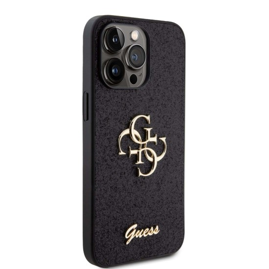 Husă Guess PU Fixed Glitter 4G Metal Logo pentru iPhone 15 Pro Max, Black (Bakr, GUHCP15XHG4SGK) by www.silkase.ro