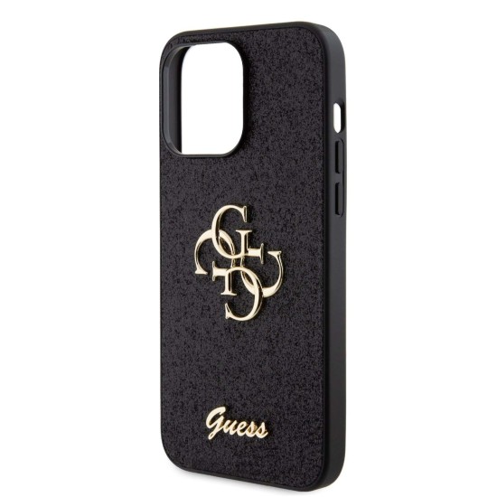 Husă Guess PU Fixed Glitter 4G Metal Logo pentru iPhone 15 Pro Max, Black (Bakr, GUHCP15XHG4SGK) by www.silkase.ro