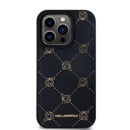 Husa Karl Lagerfeld PU Karl Heads Pattern Magsafe pentru iPhone 15 Pro Negru (iPhone 15 Pro, 57983120080) by www.silkase.ro