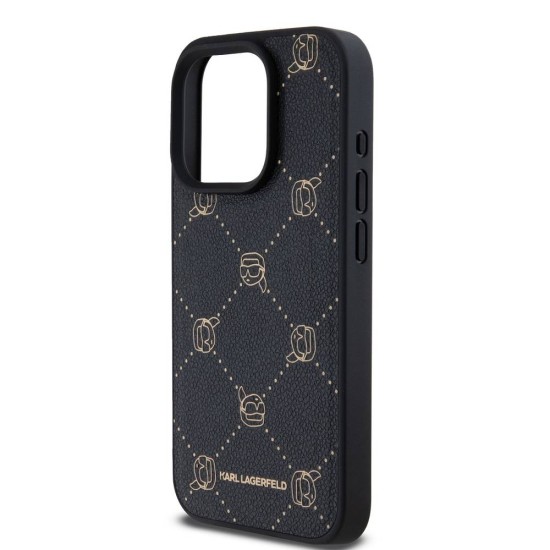 Husa Karl Lagerfeld PU Karl Heads Pattern Magsafe pentru iPhone 15 Pro Negru (iPhone 15 Pro, 57983120080) by www.silkase.ro