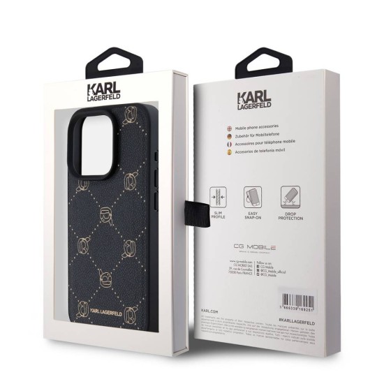 Husa Karl Lagerfeld PU Karl Heads Pattern Magsafe pentru iPhone 15 Pro Negru (iPhone 15 Pro, 57983120080) by www.silkase.ro