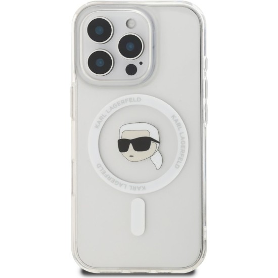 Karl Lagerfeld IML Metal Frame Transparent iPhone 16 Pro Max Husă Karl Lagerfeld IML Karl Head Metal Frame MagSafe pentru iPhone 16 Pro Max, Transparentă (iPhone 16 Pro Max, IML Karl Head) by www.silkase.ro