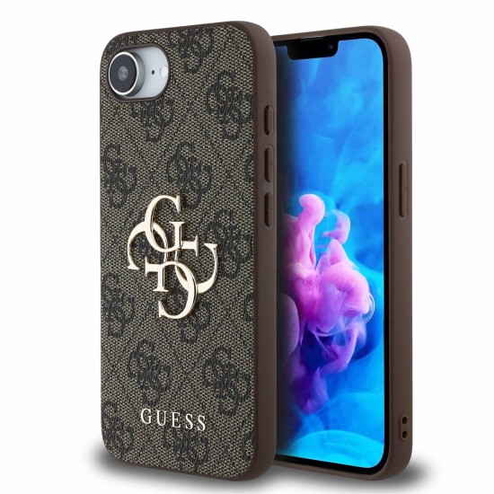Husa Guess PU 4G Metal Logo pentru iPhone 16e/17e, Brown (iPhone 17e, GUHCPSE44GMGBR) by www.silkase.ro